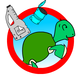 Logo with our Wellington the turtle, sorting his sentences out and cleaning up the sea.